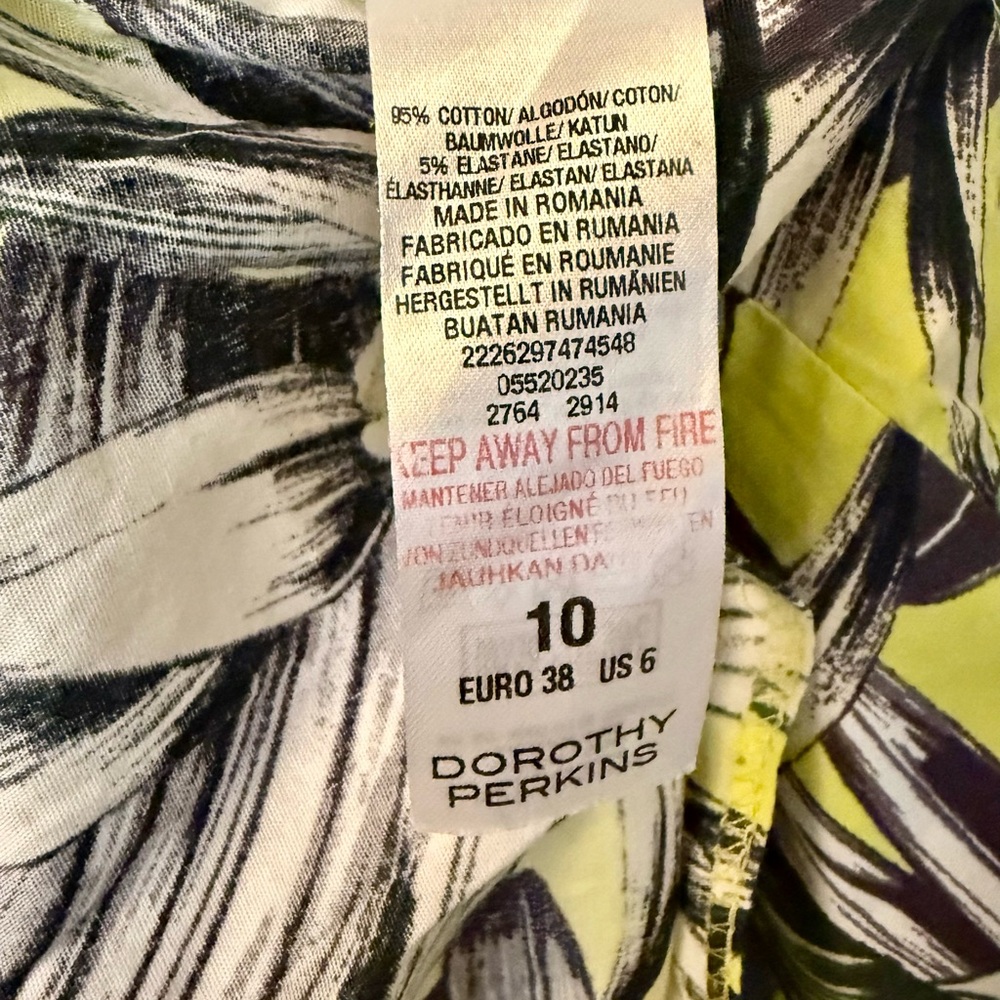 Dorothy Perkins Sleeveless Yellow Tropical Print Tank Top Bright Vacation Resort - Picture 6 of 8